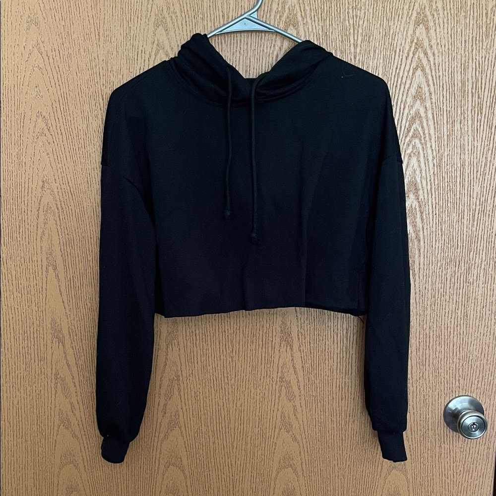 SHEIN Black Drawstring Cropped Hoodie